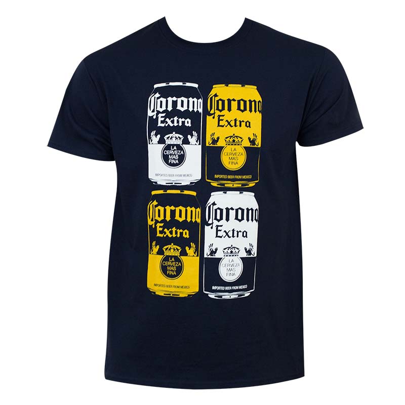 Corona Extra Men's Navy Blue Quad-Can Logo T-Shirt Corona Extra Men's Navy Blue Quad-Can Logo T-Shirt