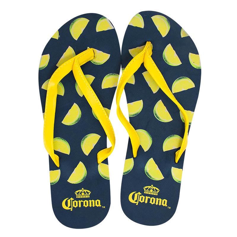 Corona Extra Blue Lime Ladies Yellow Strap Flip Flops Corona Extra Blue Lime Ladies Yellow Strap Flip Flops