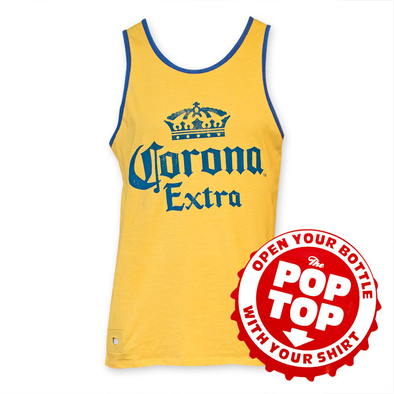 Corona Extra Bright Yellow Pop Top Bottle Opener Tank Top Corona Extra Bright Yellow Pop Top Bottle Opener Tank Top