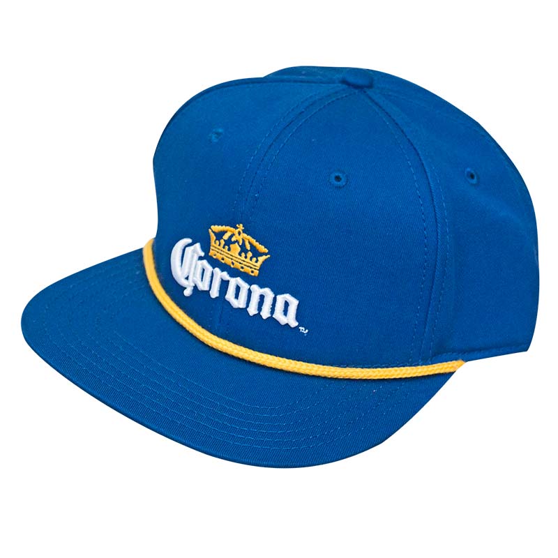 Corona Blue Flat Bill 5 Panel Snapback Hat