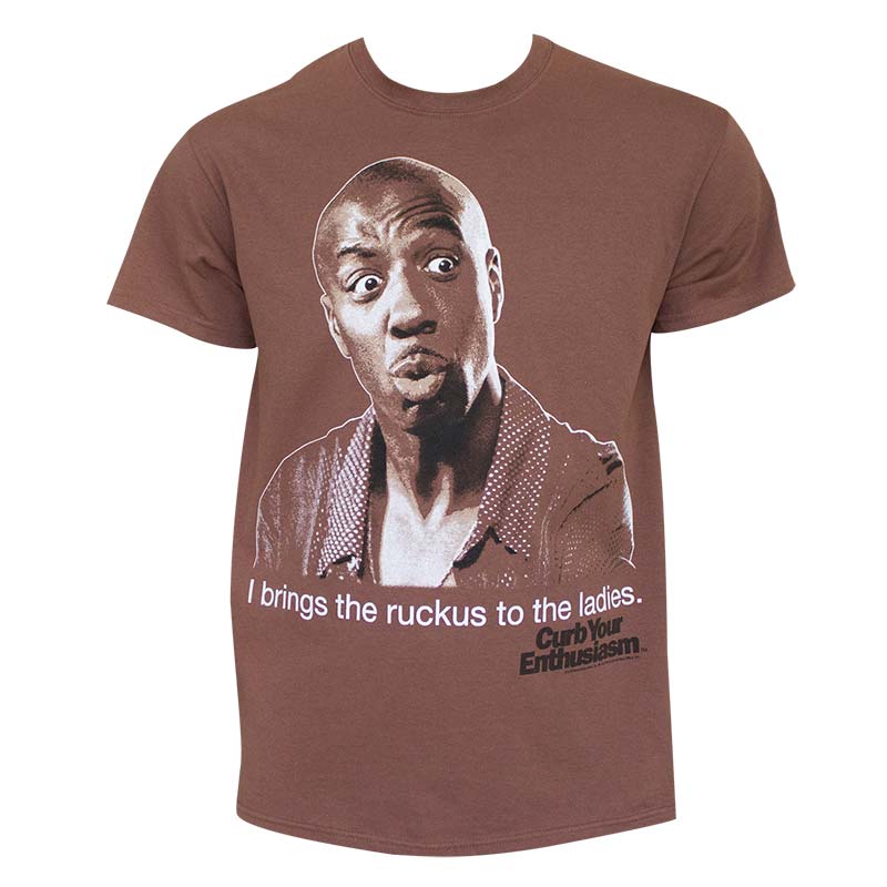 Curb Your Enthusiasm Men's Brown I Brings The Ruckus T-Shirt Curb Your Enthusiasm Men's Brown I Brings The Ruckus T-Shirt
