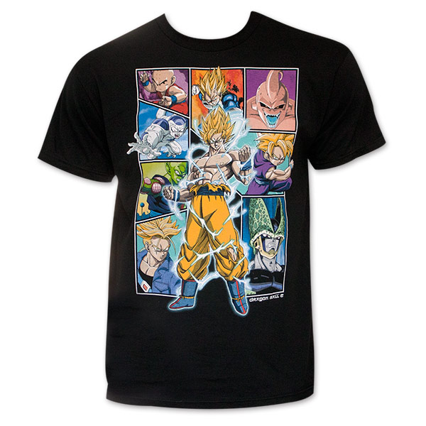 Men's Black Dragon Ball Z Character Pic Stitch Tee Shirt ...