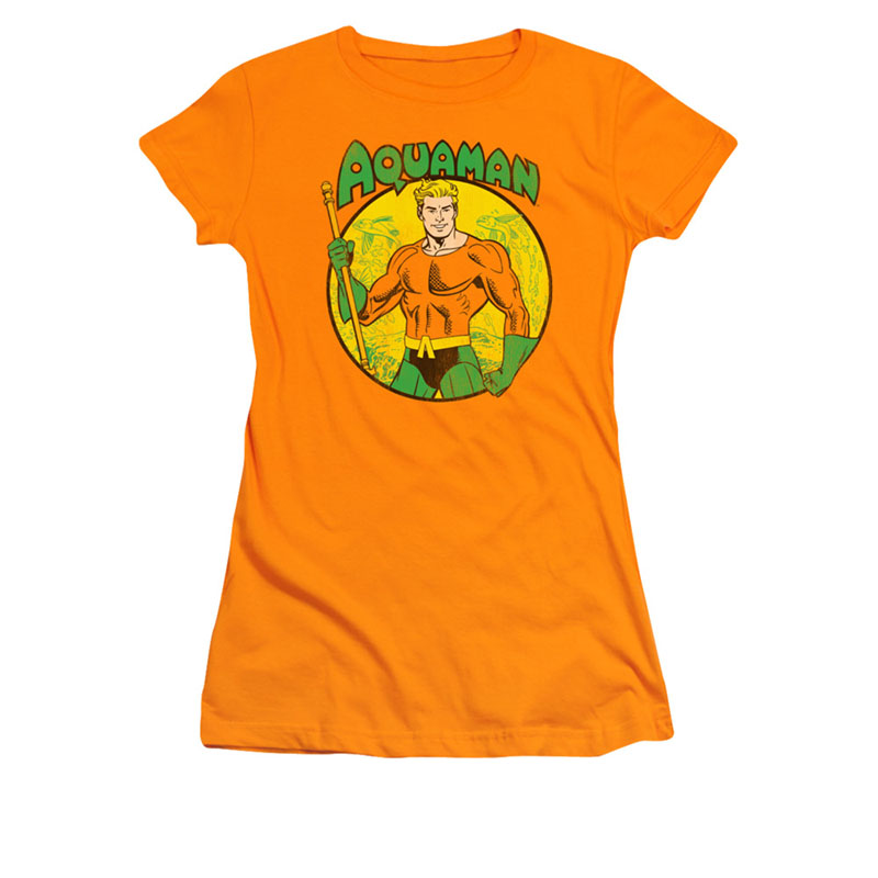 Aquaman Classic Orange Juniors T-Shirt | SuperheroDen.com
