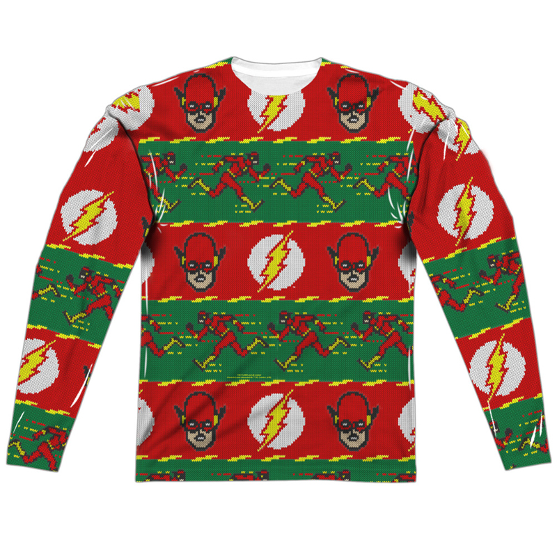 The Flash Ugly Christmas Sweater Print Long Sleeve Tee ...