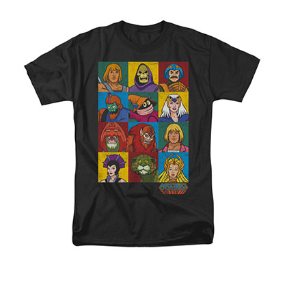 He-Man Men's Black Masters Of The Universe Heads Tee Shirt