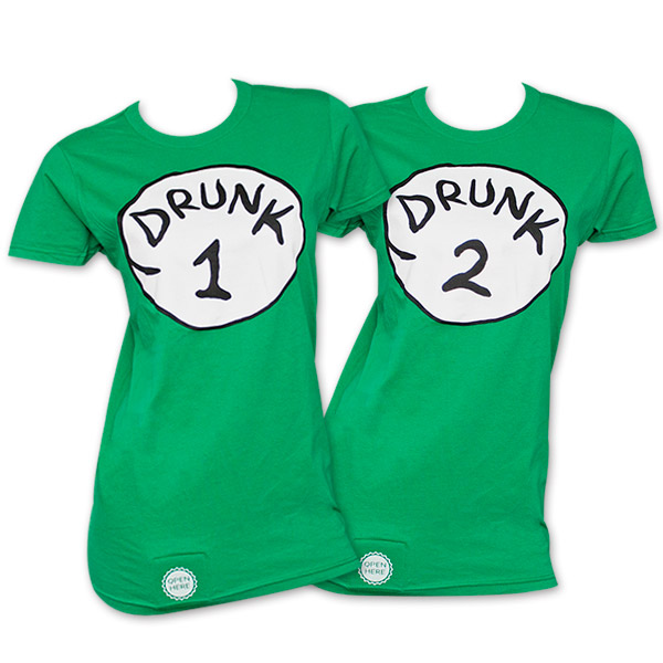 Drunk 1 Bottle Opener Juniors Green TShirt