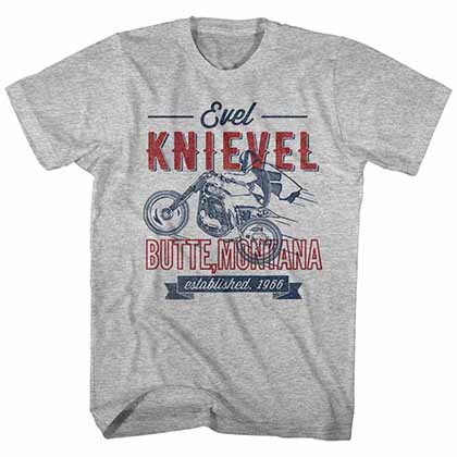 Evel Knievel Layered Evel Mens Gray T-Shirt