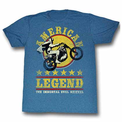 Evel Knievel American Legend Mens Blue T-Shirt