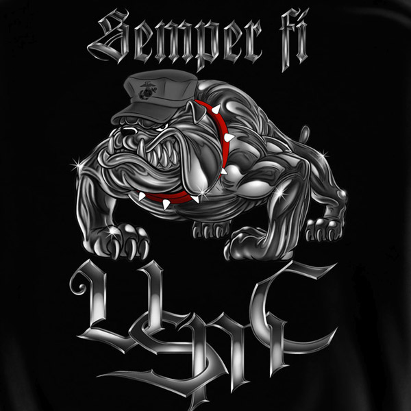 USMC Marines Semper Fi Bulldog Black Graphic Hoodie Sweatshirt FREE ...