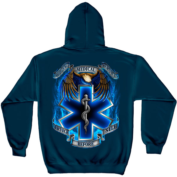 EMS Service Before Self Navy Graphic Hoodie Sweatshirt FREE SHIPPING