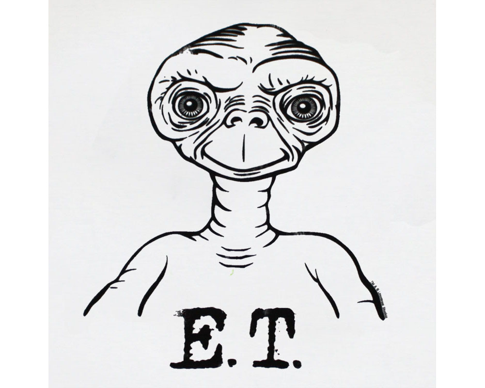 ET Extra Terrestrial Outline White Graphic T Shirt