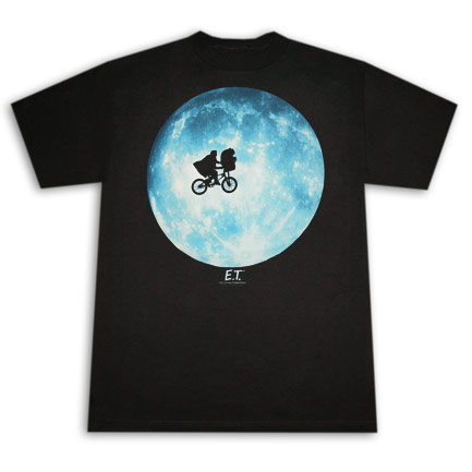 ET Extra Terrestrial Moon Black Graphic T Shirt