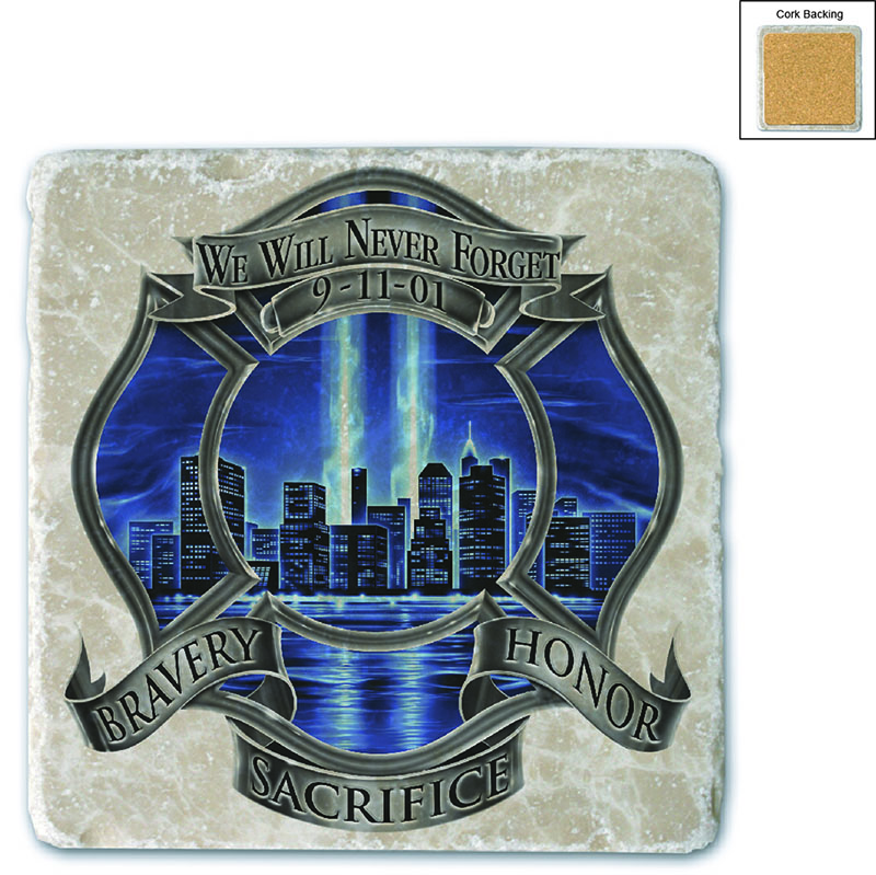 911 Firefighter Blue Skies We Will Never Forget Stone Coaster 911 Firefighter Blue Skies We Will Never Forget Stone Coaster
