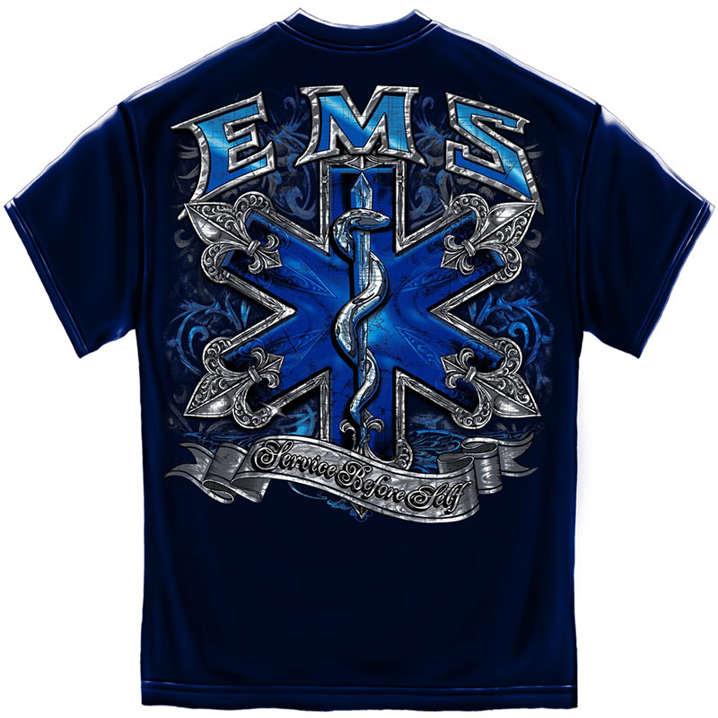 EMS Service Before Self Blue Foil T-Shirt