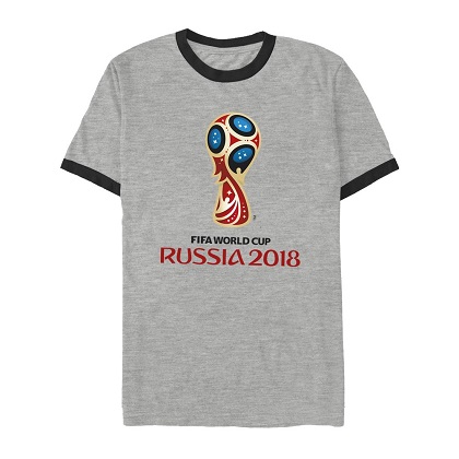 World Cup Russia 2018 Logo Black and Grey Ringer Tshirt
