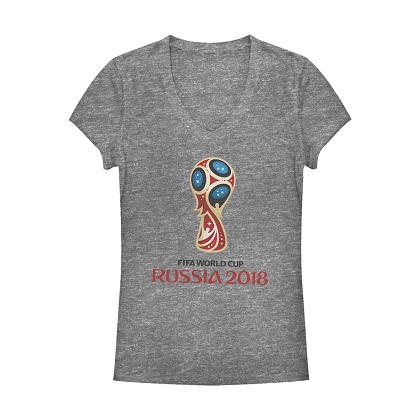 World Cup Russia 2018 Logo Womens Grey Vneck
