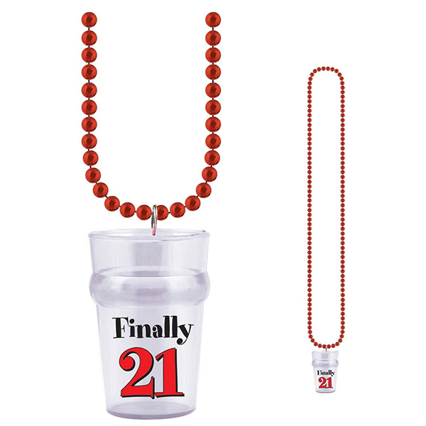 Finally 21 Beaded Necklace Shot Glass