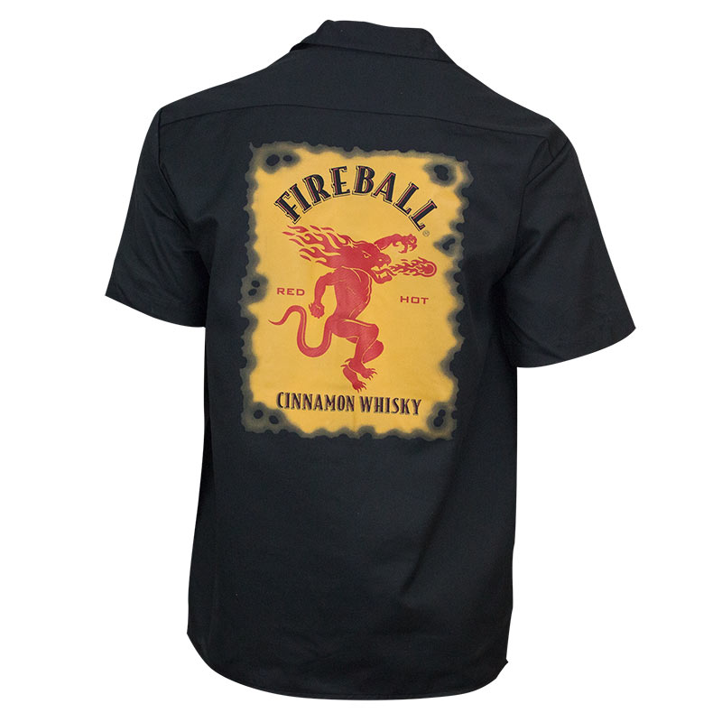 Fireball Whisky Bottle Logo Black Work Shirt Fireball Whisky Bottle Logo Black Work Shirt