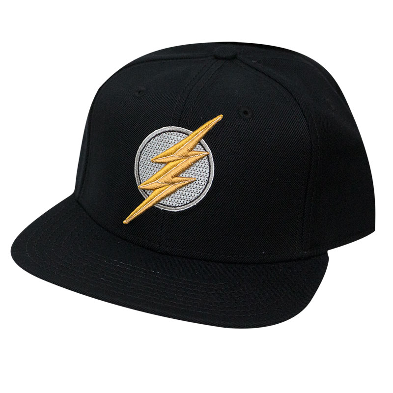 the flash embroidered superhero logo black snapback hat