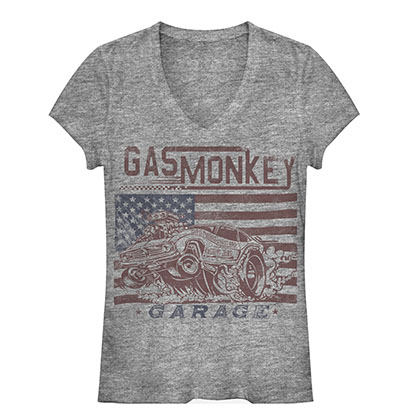 Gas Monkey Garage Flag Moto Gray Juniors T-Shirt