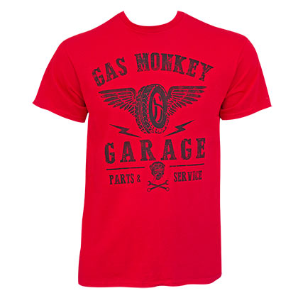 Gas Monkey Garage Wings Logo Red Tee Shirt