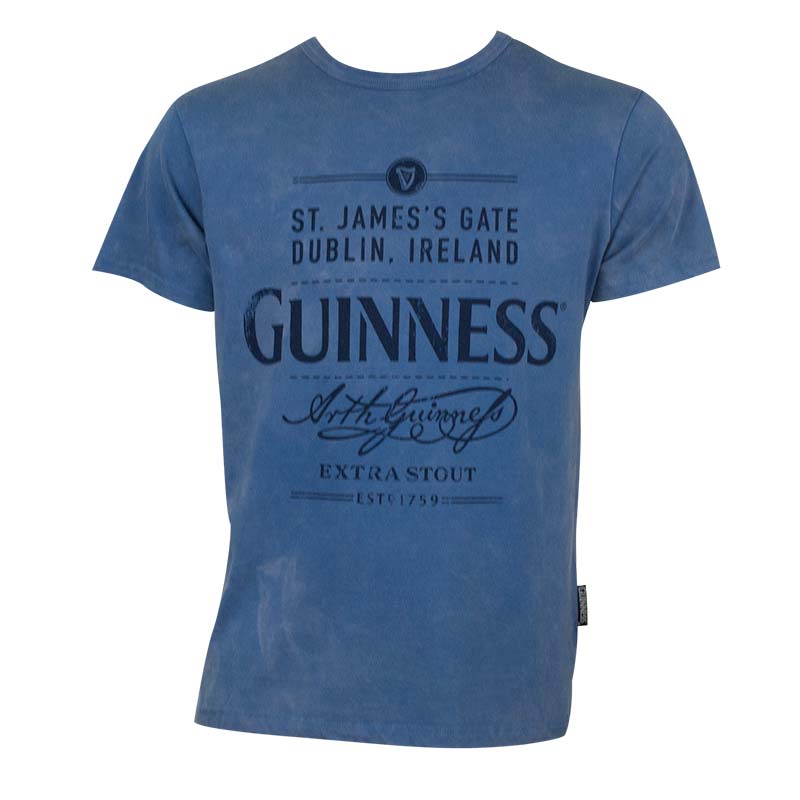 Guinness Men's Blue Distressed Logo T-Shirt Guinness Men's Blue Distressed Logo T-Shirt