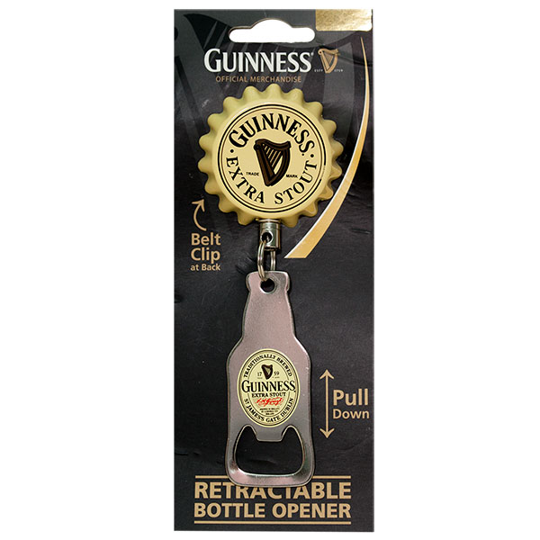 Guinness Beer Retractable Belt Clip Bottle Opener