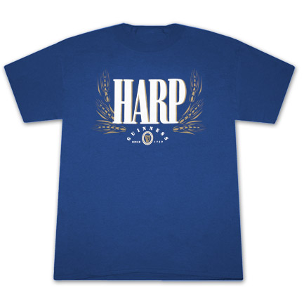 Harp Lager Guinness 2-Sided Blue Graphic TShirt