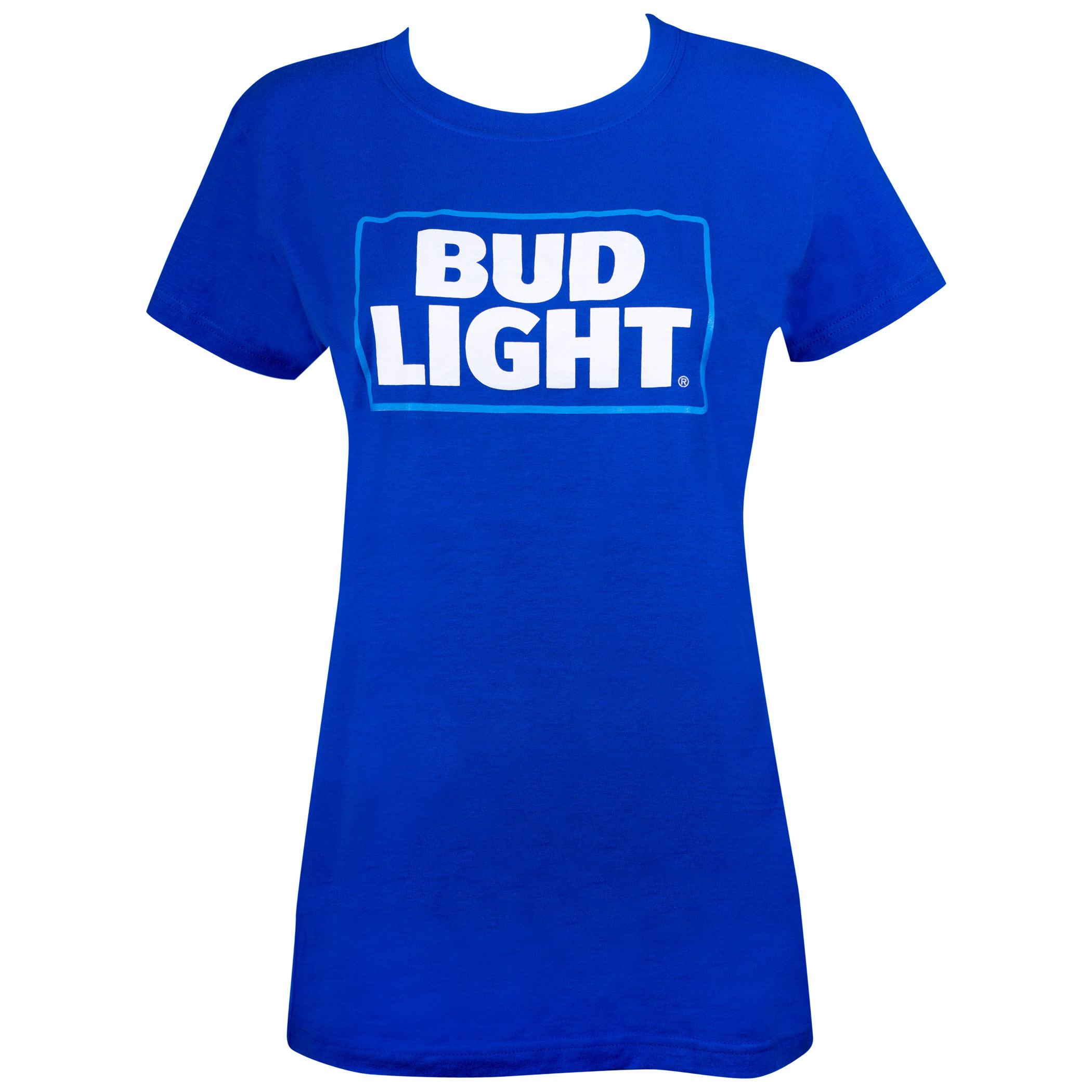 Bud Light Box Logo Women's Blue Tshirt Bud Light Box Logo Women's Blue Tshirt