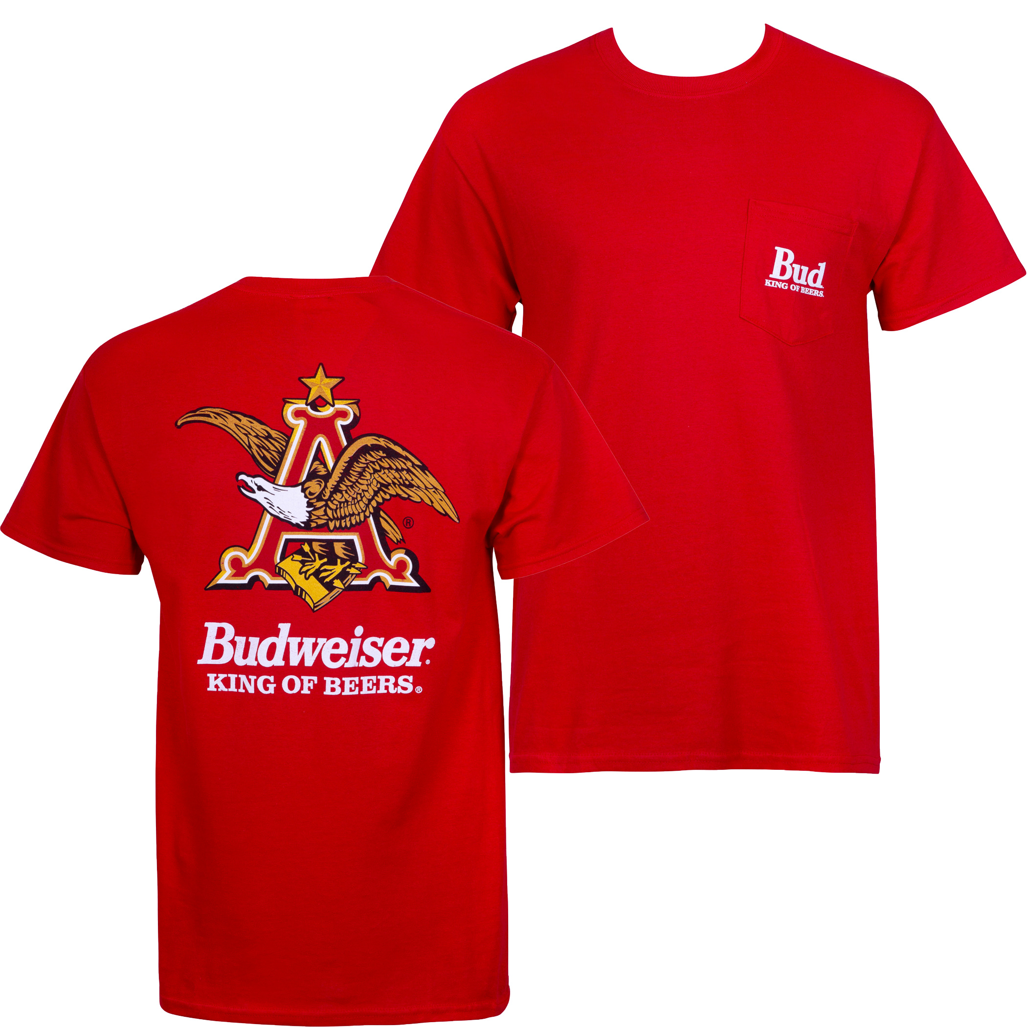 Budweiser Men's Red Vintage Logo Pocket T-Shirt