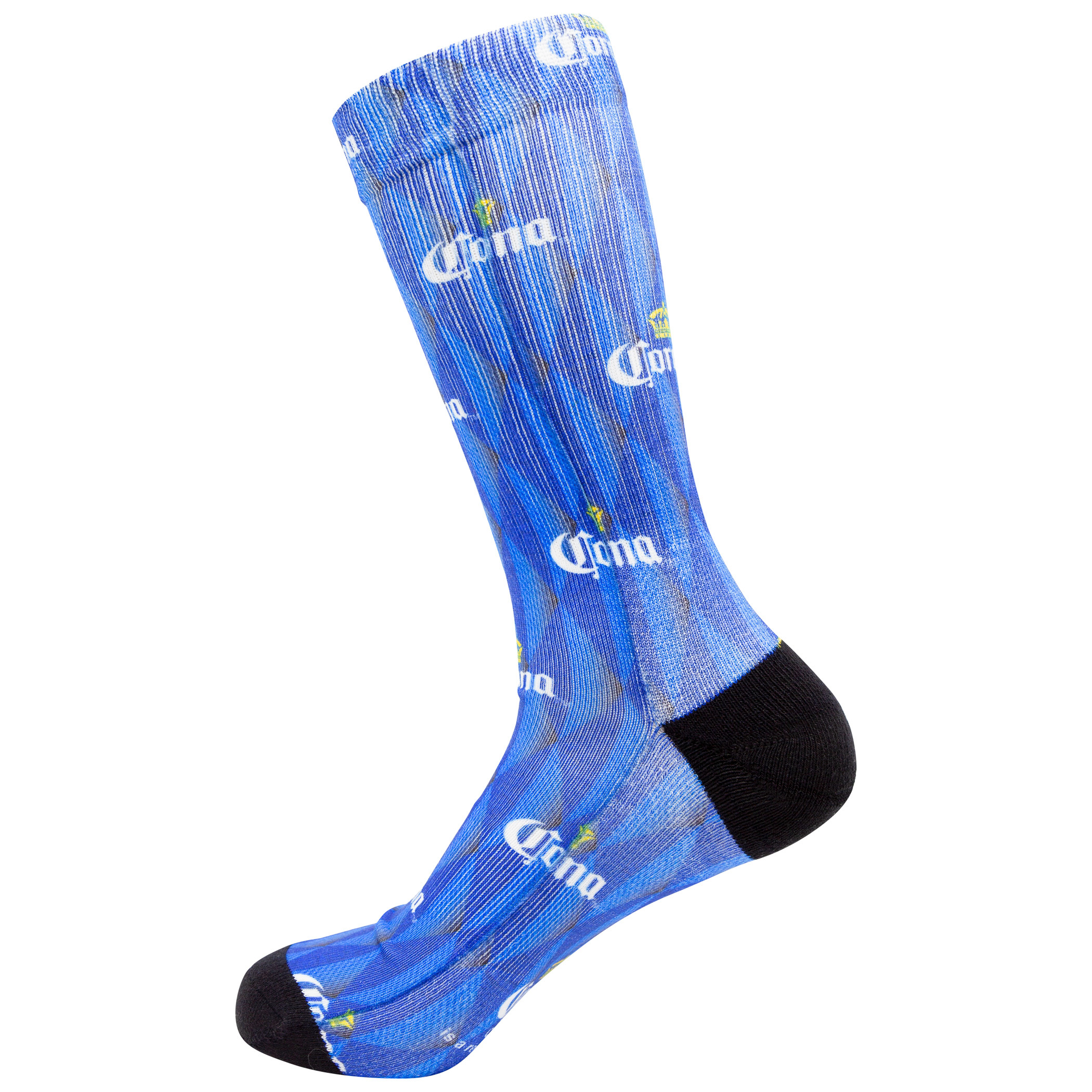 Corona Men's Blue Repeating Crown Logo Crew Socks