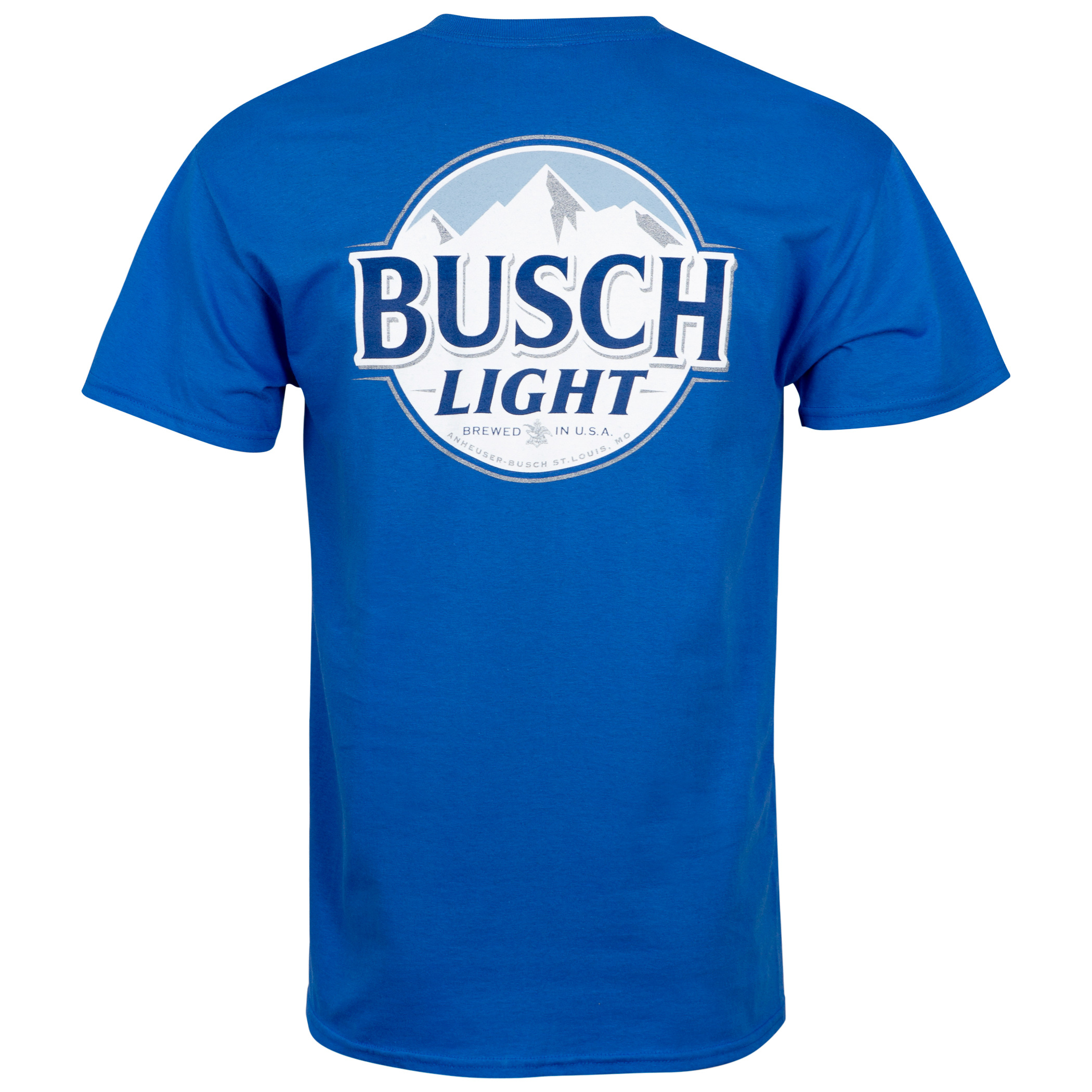 Busch Light Blue Front And Back Print Pocket T-Shirt