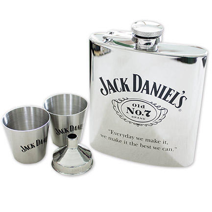 Jack Daniel's Stainless Flask and Shot Gift Set