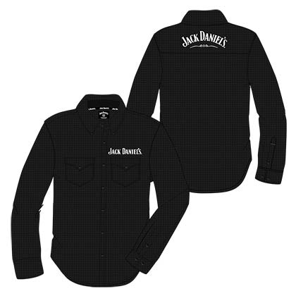 Jack Daniels Long Sleeve Button Up Black Paisley Print Shirt