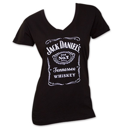 Jack Daniel's Women's V-Neck TShirt - Black