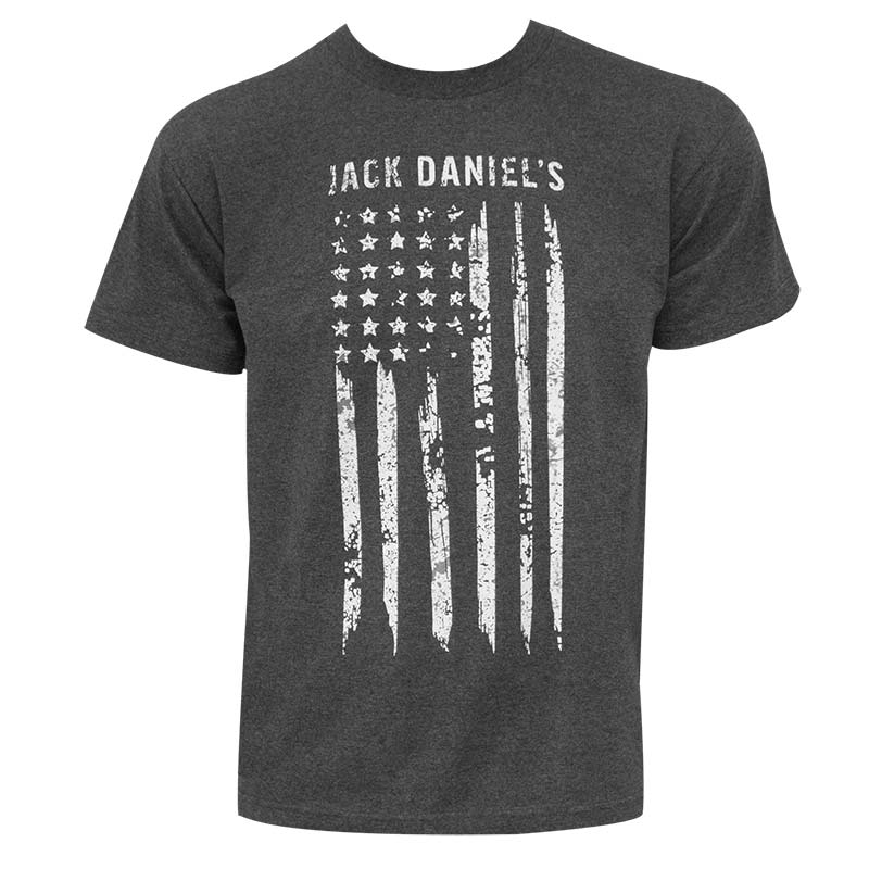 Jack Daniels Men's Grey Faded Flag T-Shirt Jack Daniels Men's Grey Faded Flag T-Shirt