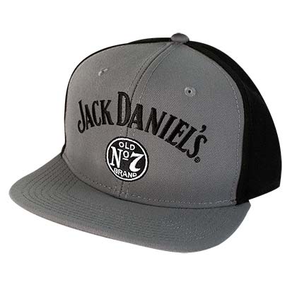 Jack Daniels Flat Brim Black &amp; Grey Snapback Hat