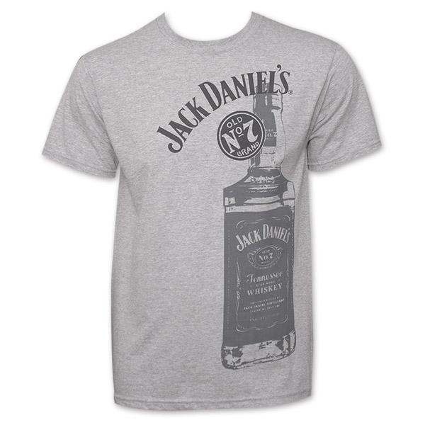 Jack Daniel's Old No. 7 Bottle Grey Men's Grey Tshirt Jack Daniel's Old No. 7 Bottle Grey Men's Grey Tshirt