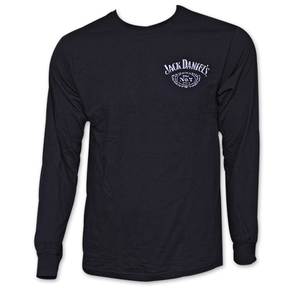 Jack Daniels Classic Label Long Sleeve Black Graphic TShirt