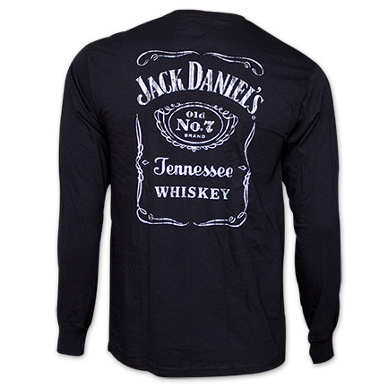 Jack Daniel's Classic Label Long Sleeve Black Graphic Tee Shirt