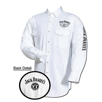Jack Daniel's Embroidered Long Sleeve White Mens Button Down Western Shirt