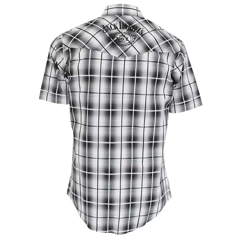 Jack Daniels Men's Black & White Plaid Button Down Shirt Jack Daniels Men's Black & White Plaid Button Down Shirt