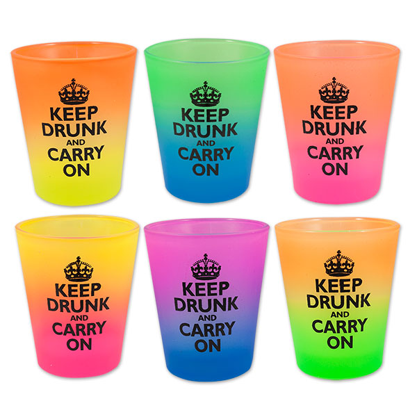 Keep Drunk And Carry On Neon Rainbow Shot Glass Assorted