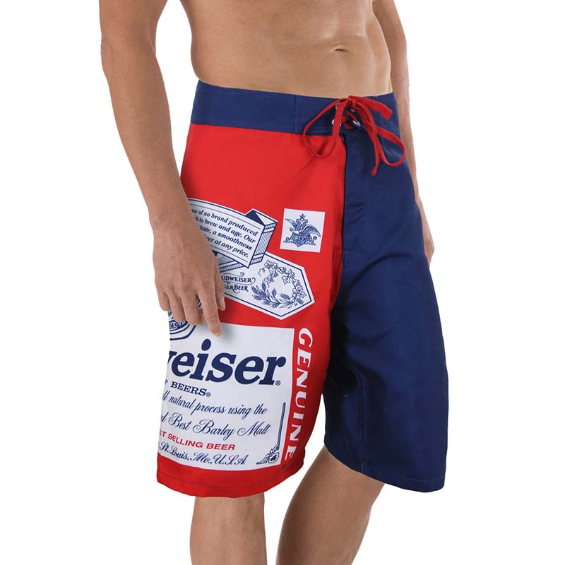 Budweiser Beer Label Red And Blue Board Shorts Budweiser Beer Label Red And Blue Board Shorts