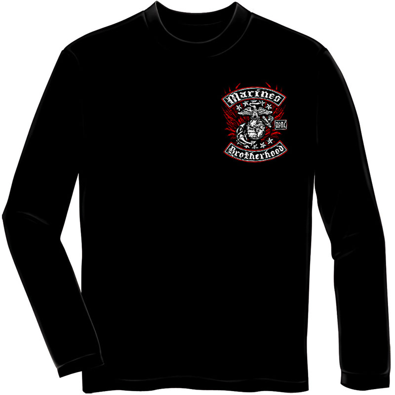 USMC Marines Brothershood Black Long Sleeve T-Shirt