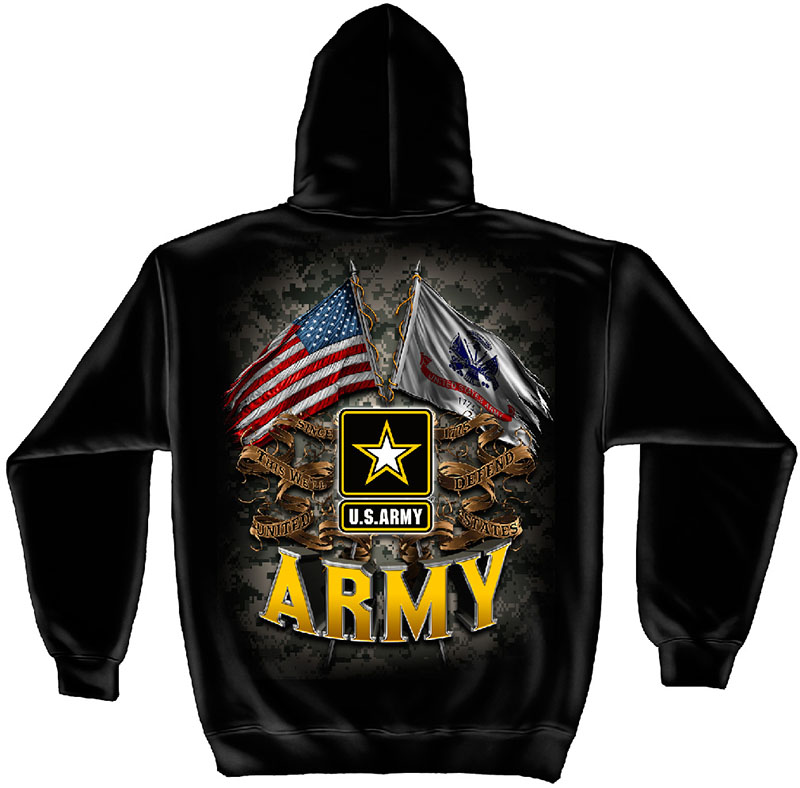 US Army Double Flags Black Hoodie US Army Double Flags Black Hoodie
