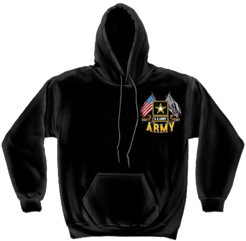 US Army Double Flags Black Hoodie US Army Double Flags Black Hoodie