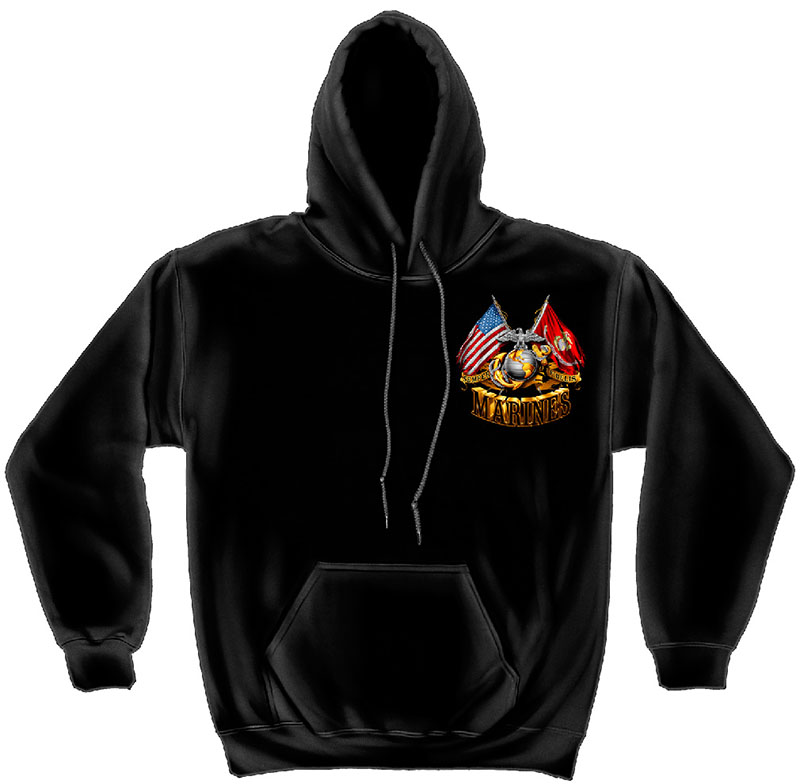 US Marines Double Flag Black Hoodie US Marines Double Flag Black Hoodie