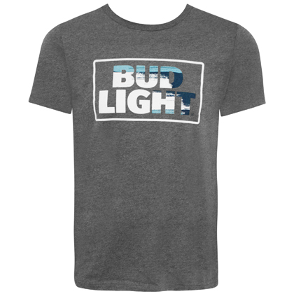 Bud Light Racing Logo Men's Grey Tee Shirt