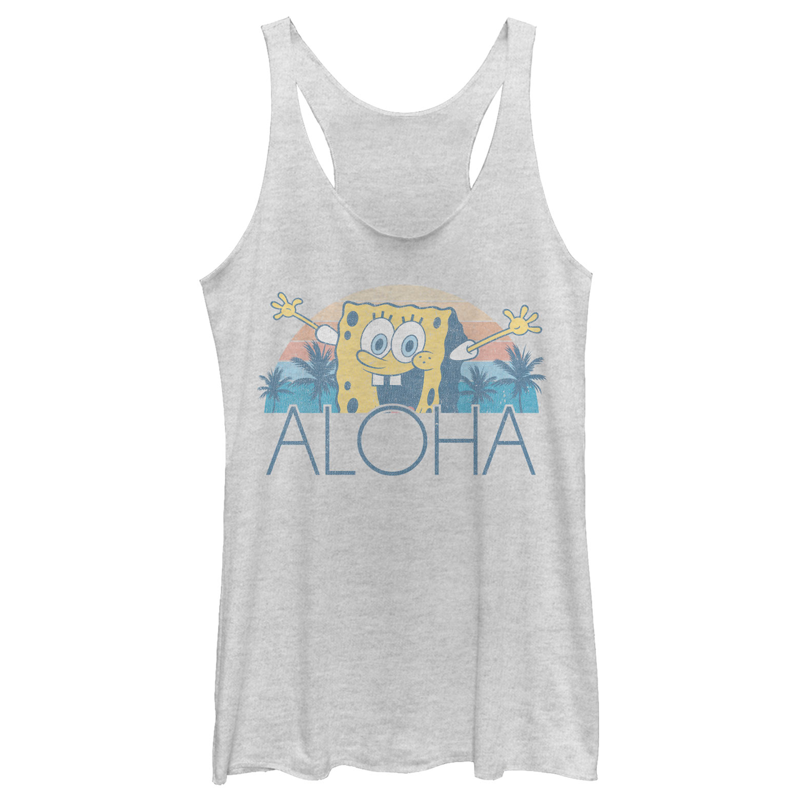 SpongeBob Squarepants Women's Grey Aloha Racerback Tank Top SpongeBob Squarepants Women's Grey Aloha Racerback Tank Top